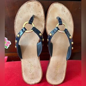 Lilly Pulitzer McKim Sandals Navy Studded